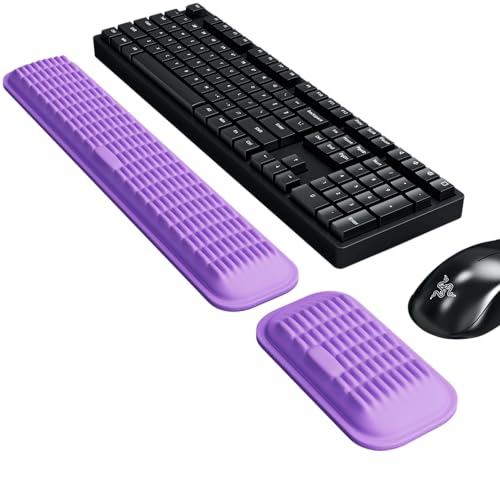 MEKASS Ergonomic Wrist Rest for Keyboard and Mouse, Soft Memory Foam Keyboard Wrist Rest Set with Non-Slip Silicone Base, Easy Typing, Pain Relief, Comfort for Office, Work, Gaming (Purple) - style: Purple