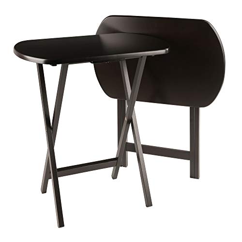 Winsome Corbett Set of 2 Oversized Foldable Snack Tables, Easy to Store Portable Fold Up Table Set for Kitchen, Living Room TV Dining, Crafts, Puzzles, Work From Home - color: Coffee