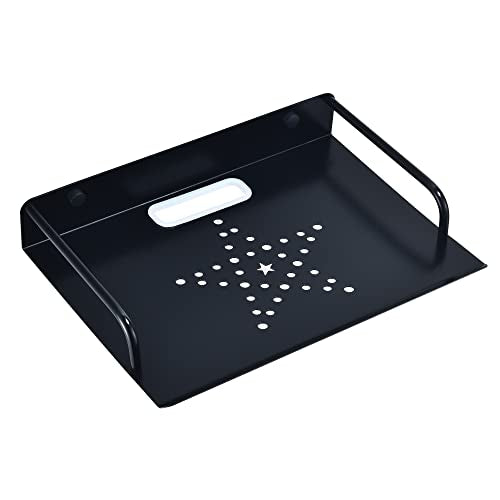 HNVNER Floating Wall Shelves with Cable Holes for Media Such as Router, Modem, Small Projector, Camera, Metal Router Wall Mount Shelf Under The TV (Storage Size 10.27"x8.07") - color: 1 Layer-small-1pcs