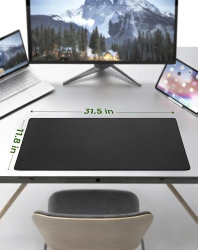 ALOANES Black Waterproof Desk Mat, Large Mouse Pad with Extended Mouse Mat, with Anti Slip Base, Stitched Edge, Grain Jacquard Surface, Perfect for Gamer, Office & Home, 3XL 15.74''x35.43''x0.12'' - color: Pro Black, size: 3XL(35.4" x 15.7")
