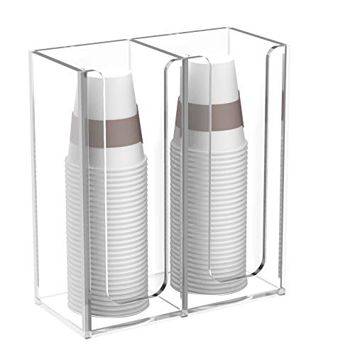 Richboom Acrylic Coffee Cup and Lid Storage Organizer Holder, 2 Compartments, Clear - color: Clear