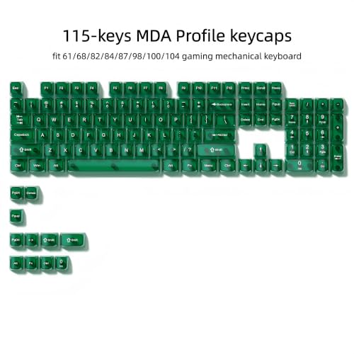 dagaladoo Clear keycaps,Transparent Keyboard keycaps,Jelly Key caps Set,Shine Through keycap，MDA Profile Keyboard caps for Mx Switches Mechanical Keyboard(Dark Green) - color: Dark Green