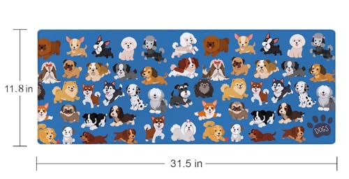Cute Dog & Puppy XL Gaming Mouse Mat - 31.5 x 11.8 Inch Extended Long, Thin Desk Pad for Keyboard Mice - color: Cute Dog and Puppy