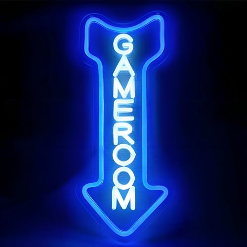 Game Room Neon Sign,Gaming Neon Light with Arrow for Teen Boy Bedroom Home Bar Gaming Club,Man cave,Gaming Room Wall Decor Gifts - color: game Go straight blue
