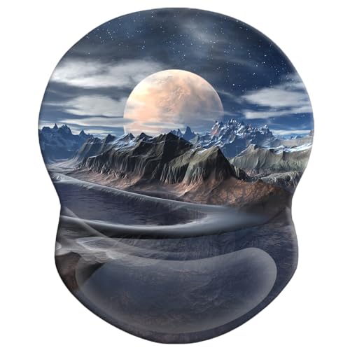 Ergonomic Wrist Support Mouse Pad - Comfortable Computer Mouse Pad with Non-Slip PU Base for Home Office Working Gaming (Aesthetic Moon) - color: Aesthetic Moon