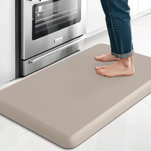 4/5 Inch Thicker Kitchen Mat, Cushioned Thick Floor Comfort Mat, with Non-Slip Bottom, Water & Stain Resistant, Easy Clean Standing Desk Mat for Kitchen, Sink, Office (17.3"x28"x0.8", Khaki) - color: Khaki, size: 28"L x 17.3"W x 0.8"Th