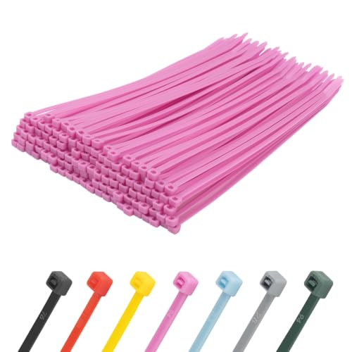 8 Inch Pink Zip Ties 500 Pack, 45 LBS Tensile Strength, Self-Locking Nylon UV Resistant Cable Ties for Indoor & Outdoor - color: Pink, size: 8inch (500pcs)