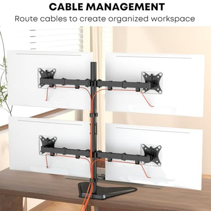 Quad Monitor Stand, Fully Adjustable Stacked 4 Screen Desk Mount for 17 to 32 Inch Computer Screens,Hold up to 19.8lbs Each,Black - size: Quad Arms