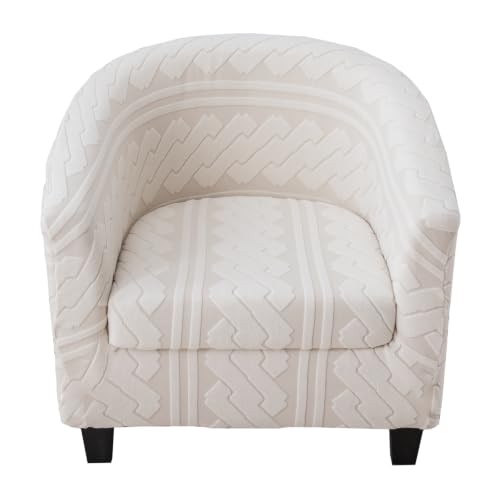 KRFOONN Club Chair Slipcover 2 Piece Stretch Jacquard Round Barrel Chair Covers Removable Tub Chair Slipcover with Elastic Bottom Chair Coverings Furniture Protector Cover for Living Room, T3 - color: Color T3