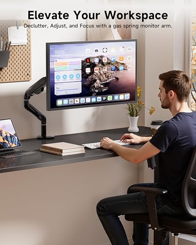 BIZUM Heavy Aluminum Monitor Stand 17 to 43 Inch Monitor Arm, Adjustable-Monitor Mount up to 33lbs with Clamp and Grommet Base, VESA 75x75/100x100mm Black - color: Black
