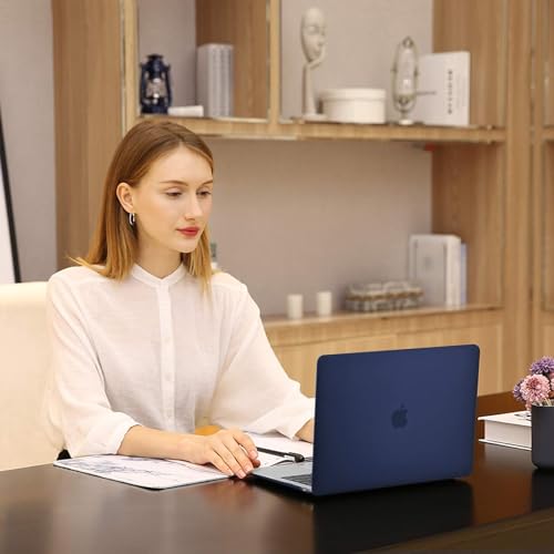 MOSISO Compatible with MacBook Air 13 inch Case M1 2021 2020 2019 2018 Release A2337 A2179 A1932 Touch ID, Plastic Hard Shell Cover&Keyboard Cover for MacBook Air 13.3 inch Case M1, Navy Blue - color: Navy Blue