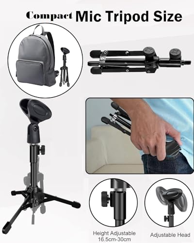PodMic Tripod Stand and Videomic Handle Grip kit compatible with RODE XLR USB Videomicro Mic and Shotgun Microphones