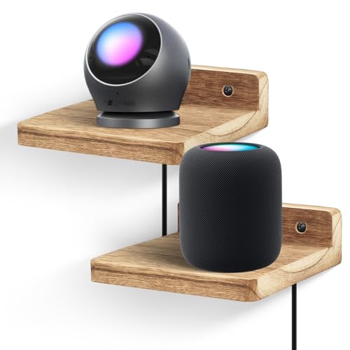 Small Floating Shelf for Wall,5 Inch Wooden Wall shelf Set of 2,Mini Speaker, Baby Monitor,Cameras，Figurines Display Stand, for Bedroom, Gaming Room, Living Room, Bathroom(Carbonized Black) - color: Carbonized Black, size: 2 Pcs