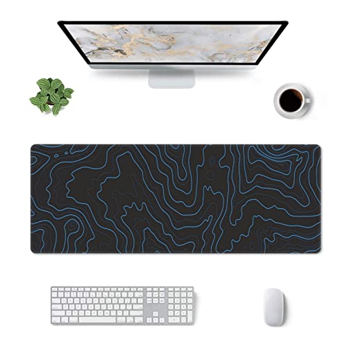 Topographic Contour Gaming Mouse Pad XL, Large Non Slip Rubber Mousepad, Stitched Edges Desk Pad, Long Extended Mice Pad,31.5'' X 11.8'' - color: Topographic Contour2