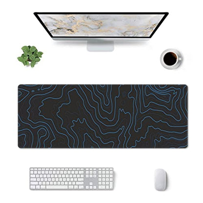 Topographic Contour Gaming Mouse Pad XL, Large Non Slip Rubber Mousepad, Stitched Edges Desk Pad, Long Extended Mice Pad,31.5'' X 11.8'' - color: Topographic Contour2