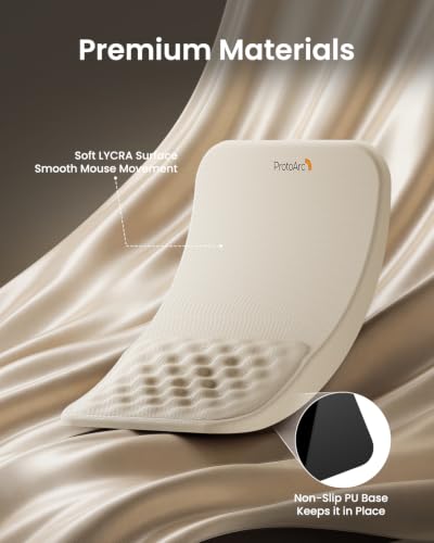 ProtoArc MP50 Ergonomic Mouse Pad with Wrist Rest, MP50 Mousepad with Massage Design, Soft Memory Foam and Non-Slip PU Base for Pain Relief, Desk, Home, Office, 12x8 Inches, Beige (Mouse Not Included) - color: Beige Lycra