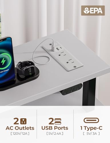 Rolanstar Computer Desk with Power Outlets & LED Light, 55 inch Home Office Desk with Drawers and Storage Shelves, Writing Desk with Monitor Stand, Modern Work Study Desk for Home Office, White - size: 55 inch