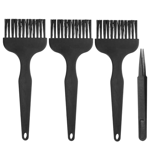 PATIKIL ESD Brush, 3Pcs Electronic Cleaning Brush Set with Tweezers Anti Static Cleaning Tools Plastic Flat Nylon for PCB Computer Keyboard Camera 3D Printers, 25x62mm Bristles