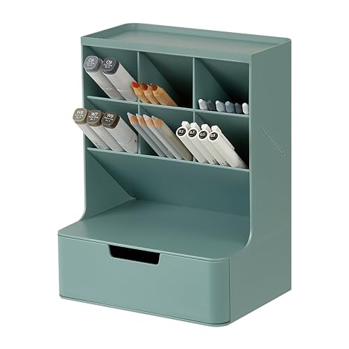 BLUE GINKGO Hive Desk Organizer – Vertical 6-Compartment, Full-drawer Storage – Space-Saving Pen Holder, Stationery Storage – Organizer for Office, School Supplies, Makeup (Made in Korea, Green) - color: GREEN, size: Hive