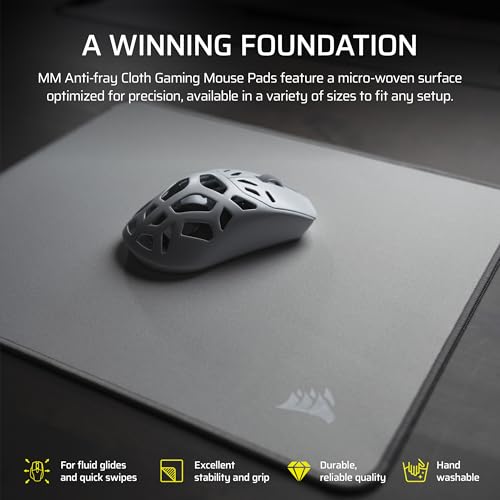 Corsair MM Anti-Fray Cloth Gaming Mouse Pad – XXL (930 x 400mm), Precision Micro-Woven Surface, Non-Slip Natural Rubber Base, Stitched Edges – Gray - color: Gray, size: 36.6L x 15.8W inches