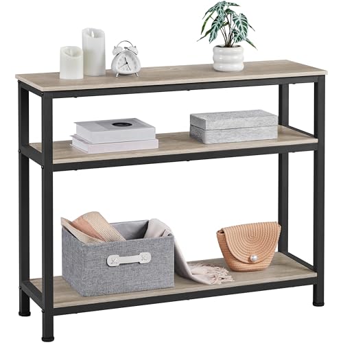 Yaheetech Entryway Table with Storage Shelves, 40 Inch Console Table with Metal Frame, Wood Behind Couch Sofa Tables for Entryway, Living Room, Gray - color: Grey