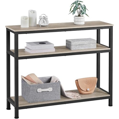 Yaheetech Entryway Table with Storage Shelves, 40 Inch Console Table with Metal Frame, Wood Behind Couch Sofa Tables for Entryway, Living Room, Gray - color: Grey