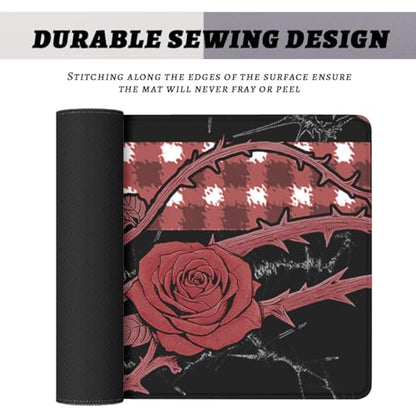Gothic Rose Gaming Mouse Pad Dark Romantic Large Desk Mat Extended Large Laptop Keyboard Non-Slip Rubber Base with Stitched Edges for Home Office Computer Keyboard Laptop 31.5"x11.8" - color: Gothic Rose