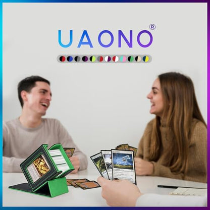 UAONO Card Deck Box for MTG Commander, Independent Commander Display, Fits 100 Double-Sleeved Cards, Magnetic Deck Case for Magic the Gathering TCG, 2 Dividers & 1 Top Loader (Black/Green) - color: A-Black&Dark Green