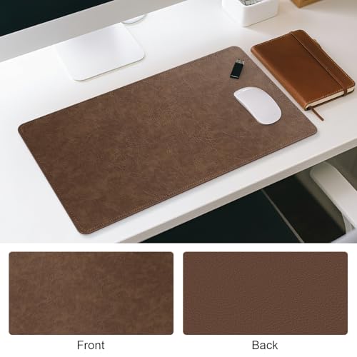 Imitation Crazy Horse Leather Desk Mat - Waterproof Desk Pad - Ideal for Large Mouse Pad and Desk Mats on Top of Desks (Brown+Brown, 33"*13") - color: Brown+brown, size: 33" x 13"