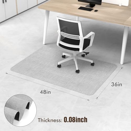 Blvornl Office Chair Mat for Hardwood Floor, 36"x 48" Desk Computer Chair Mat for Hard Wood and Tile Floor, Large Anti-Slip Hard Floor Protector Rolling Chair Mat, PVC Mat Desk Rug Light Grey - color: Light Grey, size: 36" x 48"
