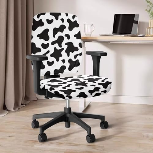 Cow Print Office Chair Covers Stretchable Office Chair Seat Cover 2 Piece Washable Gaming Chair Cover Universal Fit Most Wheelchairs,Computer Chairs,Gaming Chairs - color: Cow Print