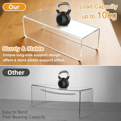 MerryNine Clear Acrylic Display Risers Stable Multi-Size | 6-Piece Set (8.66" base). Great for cosmetics, figurines, pop stands & displays. - size: 8.66 inch