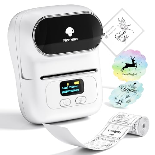 Phomemo Label Printer - M110 Address Label Maker Bluetooth Thermal Portable Label Maker Machine for Small Business, Barcode, Cable, Retail, Clothing, Barcode Printer Compatible with Phones & PC, White - color: White