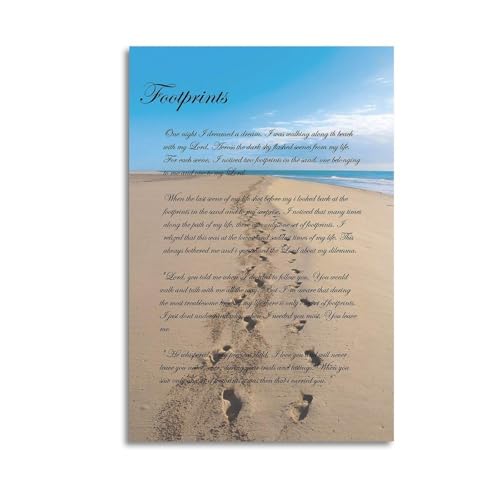 Zapeeitt Footprints in The Sand Poetry Poster Art Print Canvas Wall Art Kitchen Living Room Classroom Bedroom Office Home Aesthetic Decoration 08x12inch(20x30cm) Unframe-style-4 - color: Unframe-style-4, size: 08x12inch(20x30cm)