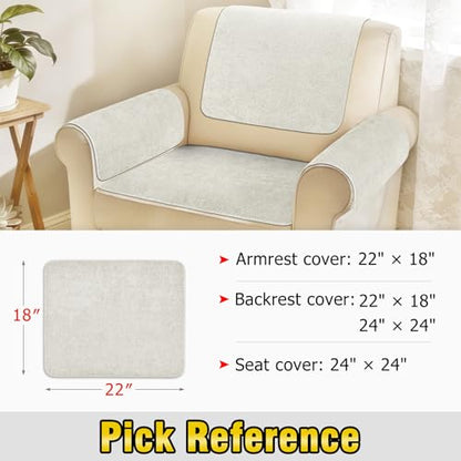 Couch Arm Covers, Sofa Arm Covers, Waterproof Armrest Cover for Sofa, Loveseat, Armchair, Anti-Slip Recliner Arm Cover, Headrest Cover, Arm Chair Covers Set of 2 (Beige, 22"×18") - color: Beige, size: 22" x 18" - 2 pcs