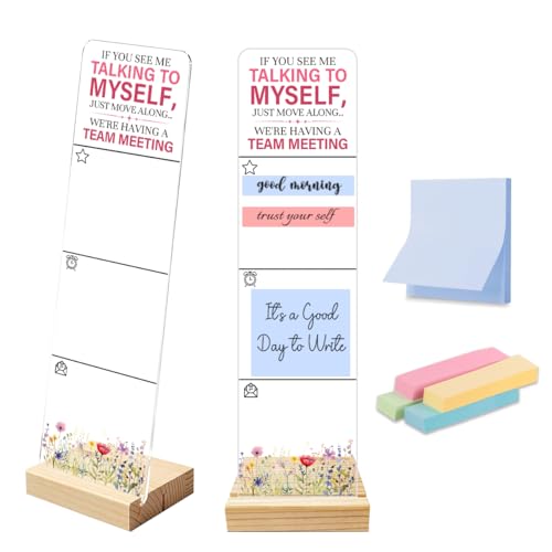 Sticky Notes Monitor Memo Board with Removable Wooden Base If You See Me Talking to Myself Funny Quote Message Board Portable Sticky Note Holder with 200 Sheets Sticky Notes Office Desk Decor Gift - color: Talking