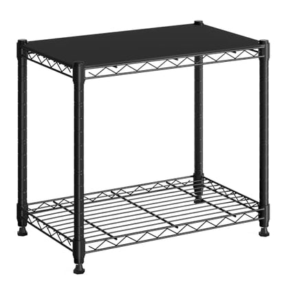 DUMOS 2-Tier Metal Wire Storage Shelves, Adjustable Standing Storage Rack Shelf, Heavy Duty Steel Shelving Unit Organizers for Kitchen Bathroom Pantry Garage, 23.1" Wx13.1 Dx22.1 H, Black - size: 2 Tiered-22.1"H without wheels