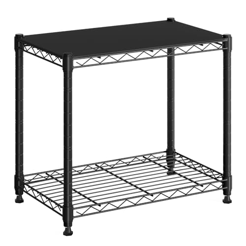 DUMOS 2-Tier Metal Wire Storage Shelves, Adjustable Standing Storage Rack Shelf, Heavy Duty Steel Shelving Unit Organizers for Kitchen Bathroom Pantry Garage, 23.1" Wx13.1 Dx22.1 H, Black - size: 2 Tiered-22.1"H without wheels