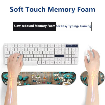 Large Mouse Pad + Keyboard Wrist Rest Set, Extended Gaming Mousepad (31.5X11.8 inch) with Non-Slip Rubber, Ergonomics Memory Foam Mouse Wrist Rest Support, Wooden Wall Philippians 4:13 XXL Desk Pad - color: Yu-Mouse Pad-3-B32