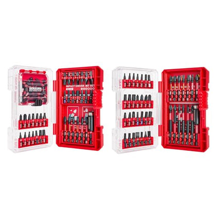 Geinxurn 107Pieces Impact Screwdriver Bits Set, Magnetic S2 Steel 1”/2”3”Phillips/Square/Torx/Slotted/Hex/Pozi Bits Tips and Impact Bit Holder with Storage Box Case - style: STKB107