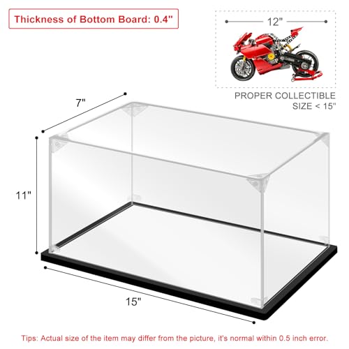 Acrylic Display Case, 15.8×7.8×11.8 Inch Clear Acrylic Display Box with Black Frame, Assemble Collectibles Display Case for Trophy, Action Figures, Dolls & Building Toys - size: 15.8*7.8*11.8inch