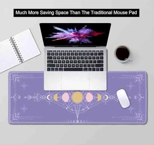 Pastel Purple Moon Phase Desk Mat Cute, Goth Witchy Celestial Large Gaming Mouse Pad, Extended Mousepad Desk Pad for Women Gamer Office, Computer Accessories, Tarot Alter Mat, 31.5 X 11.8 in - color: Pastel Purple Moon Phase