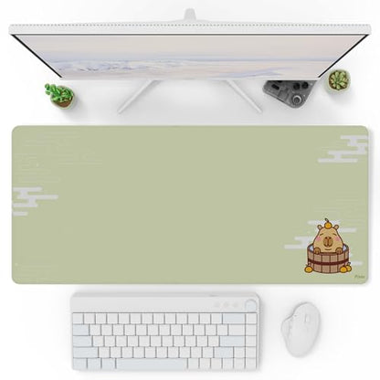 Pixio Mouse Pads - 36 x 16 inch XXL Capybara Green Multifunctional Large Desk Mats for Gaming, Office, Desktop Anti-Slip Waterproof Washable Computer Mouse Mat - color: Green Capybara
