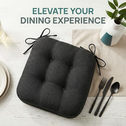baibu Dining Chair Cushions, Memory Foam Kitchen Chair Cushions, Dual-Layer Patented Design Seat Pads with Ties, 16.5 x 16.5 x 3.5in, Black, 1PC - color: Black, size: 1 Count (Pack of 1)