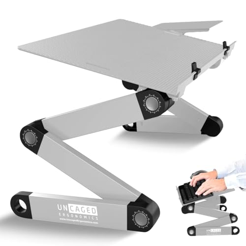 Uncaged Ergonomics Adjustable Keyboard Tray, Silver, Keyboard Tray, Ergonomic, Wrist Support, Portable, Universal, Aluminum - color: Silver
