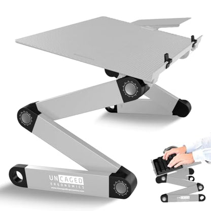 Uncaged Ergonomics Adjustable Keyboard Tray, Silver, Keyboard Tray, Ergonomic, Wrist Support, Portable, Universal, Aluminum - color: Silver