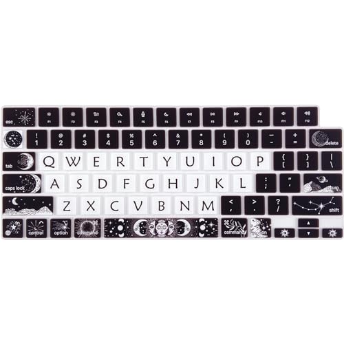 Cute Silicone Keyboard Cover for 2021-2024 MacBook Air 13.6" 15" A2941 A3114 A2681 A3113, MacBook Pro 14" 16" A2442 A2779 A2918 A2992 A2485 A2780 A2991 A3112 A3401 A3406 M4 M3 M2 M1 Max, Sun and Moon - color: Sun and Moon