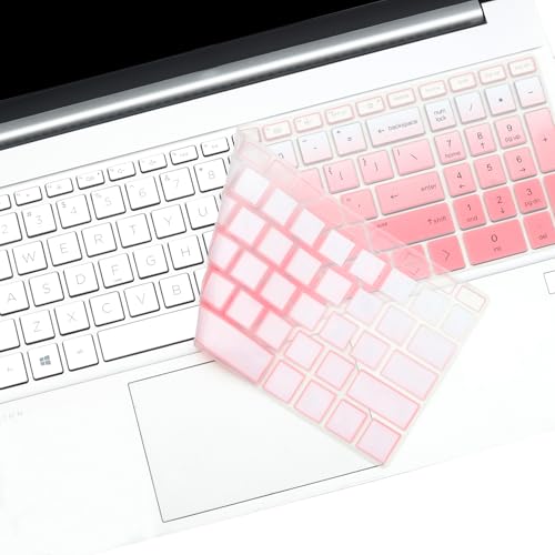 Keyboard Cover for 15.6 17.3 HP Laptop 17-cn 17-cp 15-fc 15-fd 15-eg 15-eh 15-er Series 15-fc0025dx fc0093dx 15-fd0023dx 15-fd0005dx 15t-fd100 15z-fc000 15t-eg300 17t-cn300/cn400 17-cn4033cl 17z-cp200 - color: GradientPink(Regular Letters)