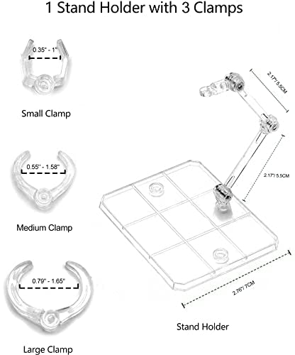 3 Pack Action Figure Stand for 3.75" and 6" Figures - Each Doll Model Support Stand includes 3 Clamps Sizes,Action Figure Display Holder Base Display Your Action Figures in Style