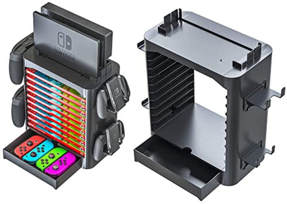 Skywin NS Compatible Nintendo Switch Games Holder, Nintendo Switch Stand, Game Disk Rack, Controller Organizer, Switch Holder Stand for Gamers, Nintendo Switch Accessories (Black) - color: Black